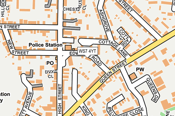 WS7 4YT map - OS OpenMap – Local (Ordnance Survey)