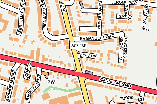 WS7 9AB map - OS OpenMap – Local (Ordnance Survey)