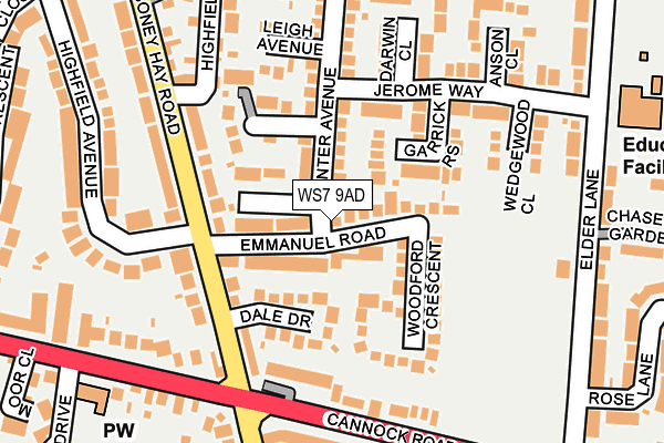 WS7 9AD map - OS OpenMap – Local (Ordnance Survey)