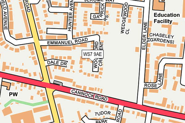 WS7 9AE map - OS OpenMap – Local (Ordnance Survey)