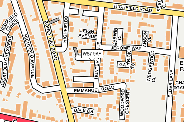 WS7 9AF map - OS OpenMap – Local (Ordnance Survey)