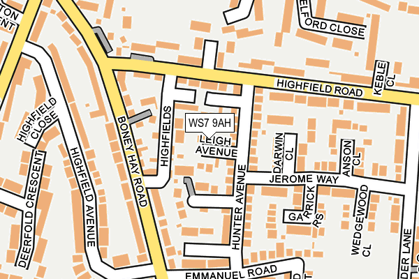 WS7 9AH map - OS OpenMap – Local (Ordnance Survey)
