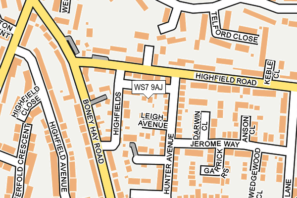 WS7 9AJ map - OS OpenMap – Local (Ordnance Survey)