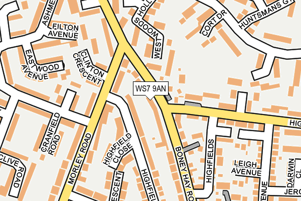 WS7 9AN map - OS OpenMap – Local (Ordnance Survey)