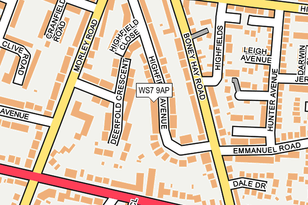 WS7 9AP map - OS OpenMap – Local (Ordnance Survey)