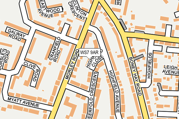 WS7 9AR map - OS OpenMap – Local (Ordnance Survey)