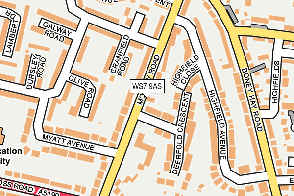 WS7 9AS map - OS OpenMap – Local (Ordnance Survey)