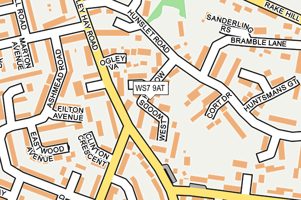 WS7 9AT map - OS OpenMap – Local (Ordnance Survey)