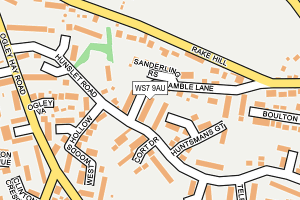 WS7 9AU map - OS OpenMap – Local (Ordnance Survey)