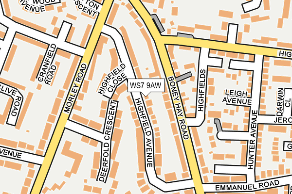 WS7 9AW map - OS OpenMap – Local (Ordnance Survey)