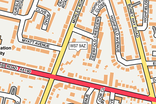 WS7 9AZ map - OS OpenMap – Local (Ordnance Survey)