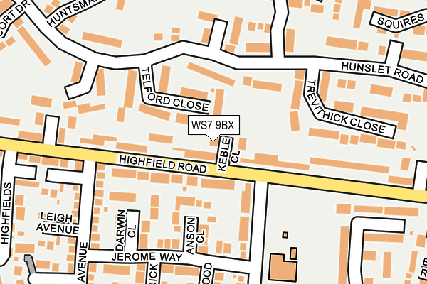 WS7 9BX map - OS OpenMap – Local (Ordnance Survey)