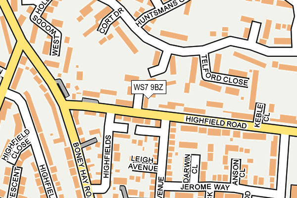 WS7 9BZ map - OS OpenMap – Local (Ordnance Survey)