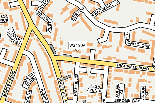 WS7 9DA map - OS OpenMap – Local (Ordnance Survey)