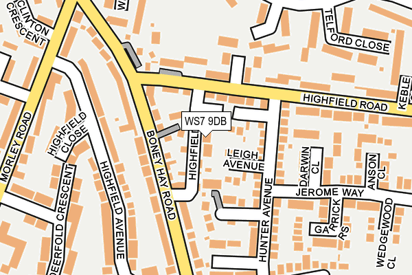 WS7 9DB map - OS OpenMap – Local (Ordnance Survey)