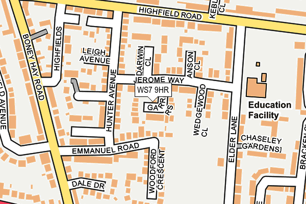 WS7 9HR map - OS OpenMap – Local (Ordnance Survey)