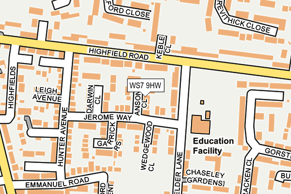 WS7 9HW map - OS OpenMap – Local (Ordnance Survey)