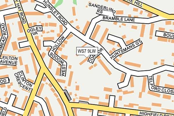 WS7 9LW map - OS OpenMap – Local (Ordnance Survey)