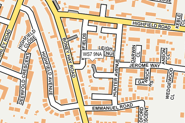 WS7 9NA map - OS OpenMap – Local (Ordnance Survey)