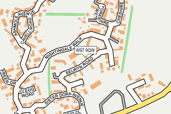 WS7 9QW map - OS OpenMap – Local (Ordnance Survey)