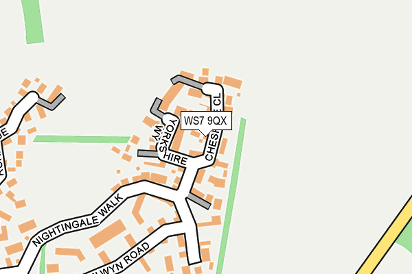 WS7 9QX map - OS OpenMap – Local (Ordnance Survey)