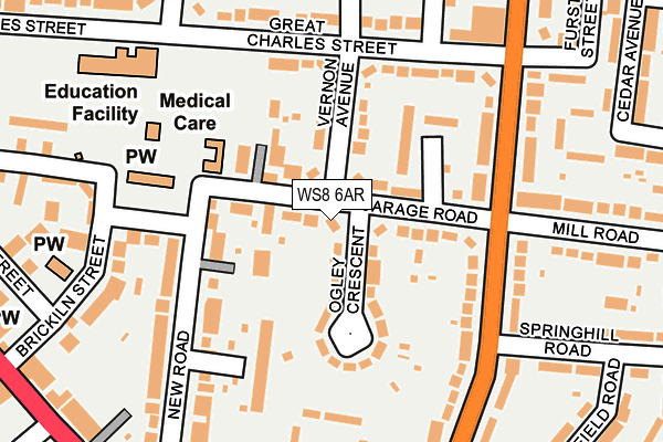WS8 6AR map - OS OpenMap – Local (Ordnance Survey)