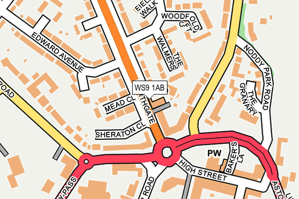 WS9 1AB map - OS OpenMap – Local (Ordnance Survey)