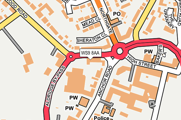 WS9 8AA map - OS OpenMap – Local (Ordnance Survey)