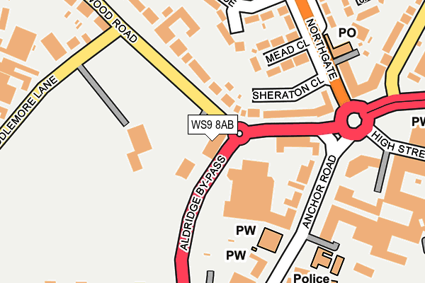 WS9 8AB map - OS OpenMap – Local (Ordnance Survey)