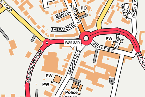 WS9 8AD map - OS OpenMap – Local (Ordnance Survey)