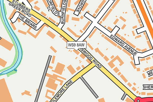 WS9 8AW map - OS OpenMap – Local (Ordnance Survey)