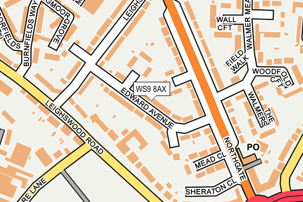 WS9 8AX map - OS OpenMap – Local (Ordnance Survey)