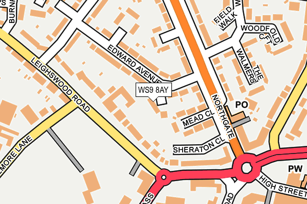 WS9 8AY map - OS OpenMap – Local (Ordnance Survey)