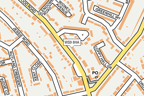WS9 8HA map - OS OpenMap – Local (Ordnance Survey)