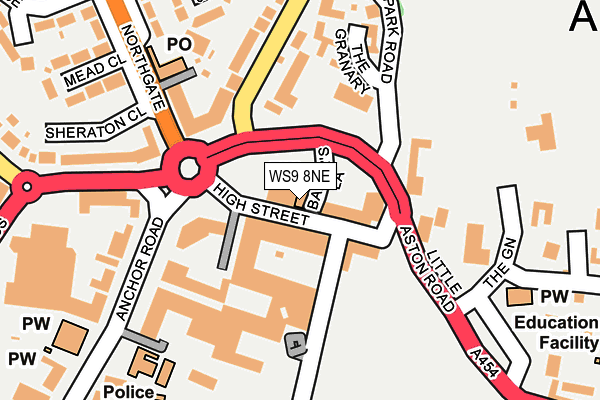 WS9 8NE map - OS OpenMap – Local (Ordnance Survey)
