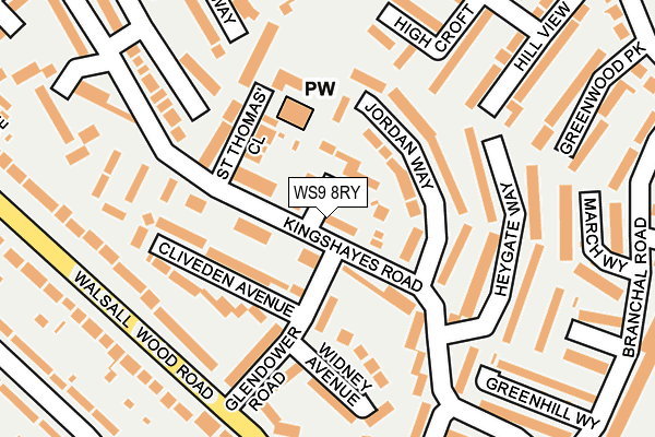 WS9 8RY map - OS OpenMap – Local (Ordnance Survey)