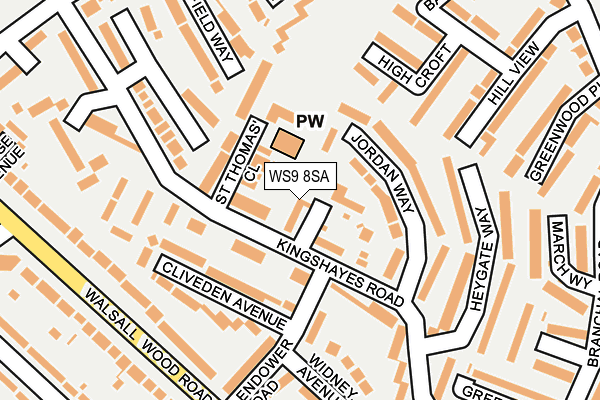WS9 8SA map - OS OpenMap – Local (Ordnance Survey)