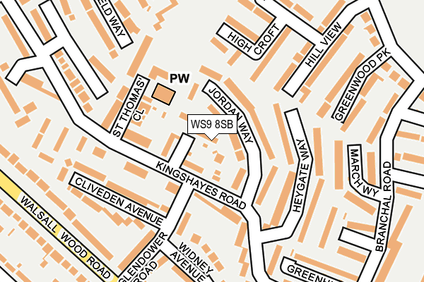 WS9 8SB map - OS OpenMap – Local (Ordnance Survey)