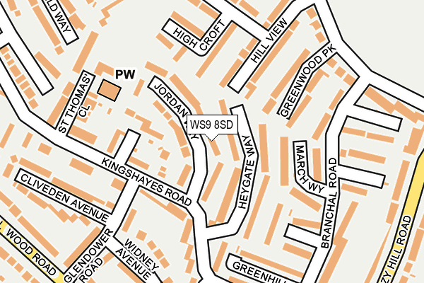 WS9 8SD map - OS OpenMap – Local (Ordnance Survey)