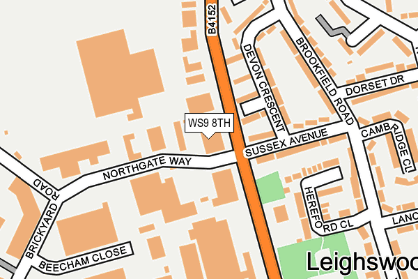 WS9 8TH map - OS OpenMap – Local (Ordnance Survey)