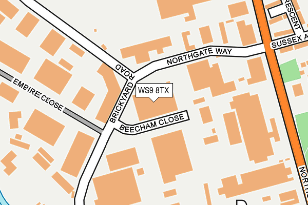 WS9 8TX map - OS OpenMap – Local (Ordnance Survey)