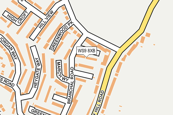 WS9 8XB map - OS OpenMap – Local (Ordnance Survey)
