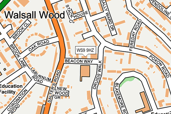 WS9 9HZ map - OS OpenMap – Local (Ordnance Survey)
