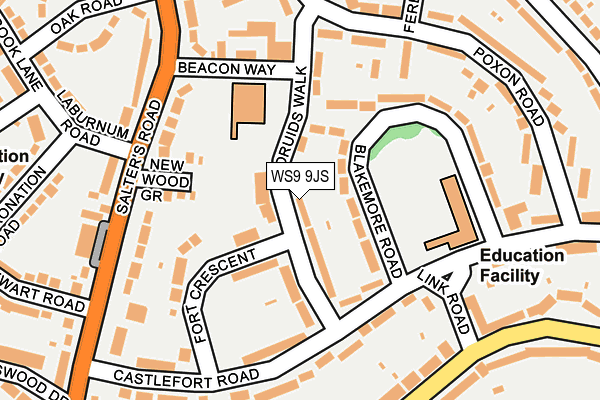 WS9 9JS map - OS OpenMap – Local (Ordnance Survey)