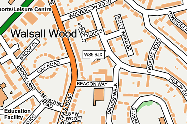 WS9 9JX map - OS OpenMap – Local (Ordnance Survey)