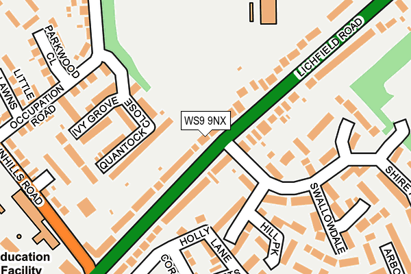 WS9 9NX map - OS OpenMap – Local (Ordnance Survey)
