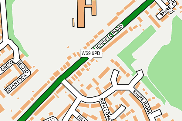WS9 9PD map - OS OpenMap – Local (Ordnance Survey)