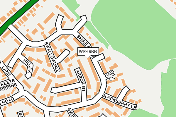 WS9 9RB map - OS OpenMap – Local (Ordnance Survey)