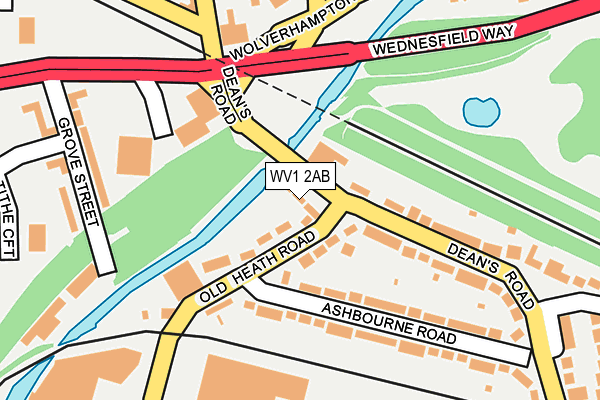 WV1 2AB map - OS OpenMap – Local (Ordnance Survey)