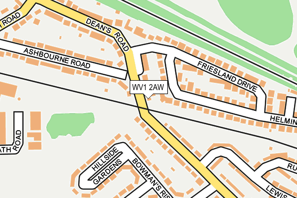 WV1 2AW map - OS OpenMap – Local (Ordnance Survey)